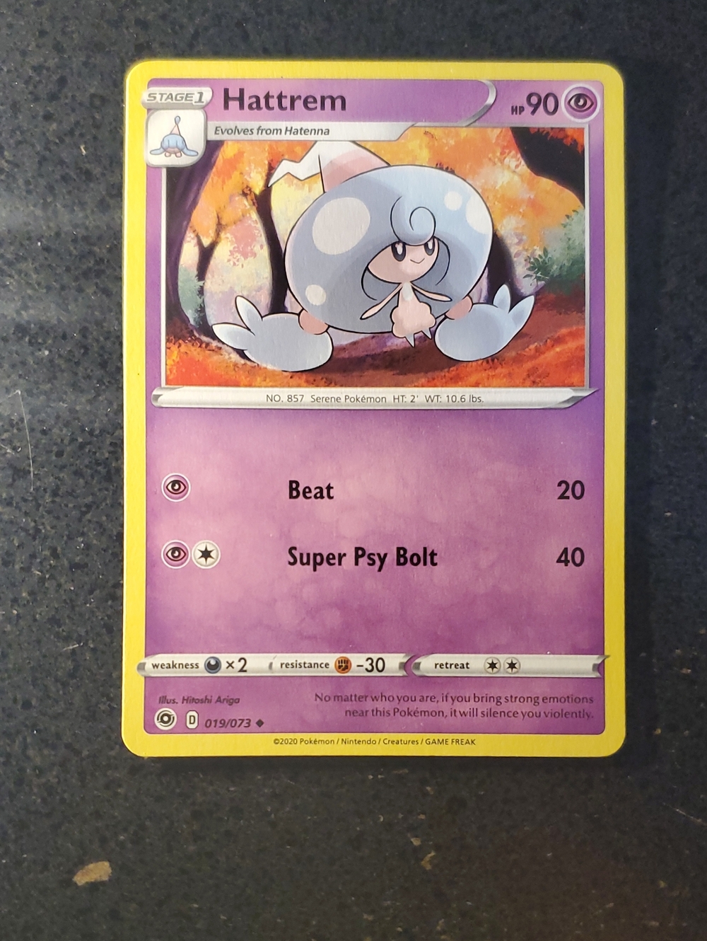 Hattrem Psychic Trading Card - Purple